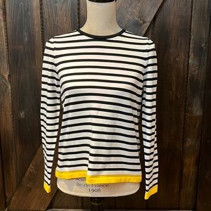 ONLY OUR STORY black/white striped yellow accent long sleeve top